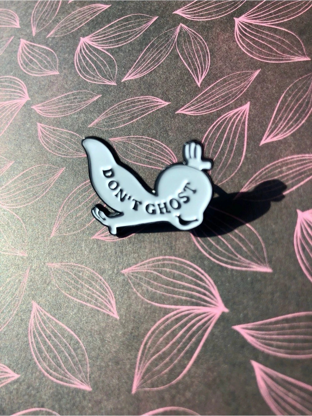 Don't Ghost Brooch Pin in Black & Pink Like New